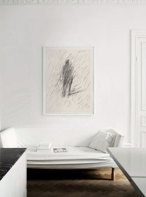 a large abstract canvas art hanging on the living room's wall